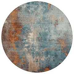 Machine Washable Indoor/Outdoor Chantille Teal 8' x 8' Round Rug
