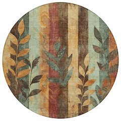 Machine Washable Indoor/Outdoor Chantille Wheat 8' x 8' Round Rug