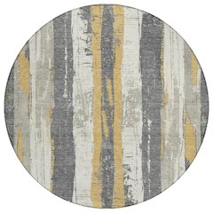 Machine Washable Indoor/Outdoor Chantille Gold 8' x 8' Round Rug