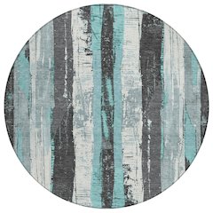 Machine Washable Indoor/Outdoor Chantille Teal 8' x 8' Round Rug
