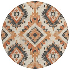 Machine Washable Indoor/Outdoor Chantille Terracotta 8' x 8' Round Rug