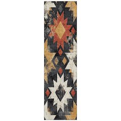 Machine Washable Indoor/Outdoor Chantille Black 2'3" x 7'6" Runner Rug
