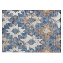 Machine Washable Indoor/Outdoor Chantille Blue 1'8" x 2'6" Rug