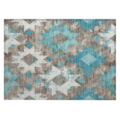 Machine Washable Indoor/Outdoor Chantille Teal 1'8" x 2'6" Rug