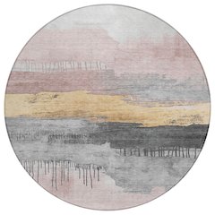 Machine Washable Indoor/Outdoor Chantille Blush 8' x 8' Round Rug