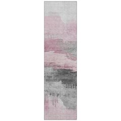 Machine Washable Indoor/Outdoor Chantille Pink 2'3" x 7'6" Runner Rug