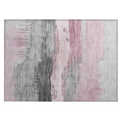Machine Washable Indoor/Outdoor Chantille Pink 1'8" x 2'6" Rug