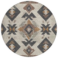 Machine Washable Indoor/Outdoor Chantille Beige 8' x 8' Round Rug