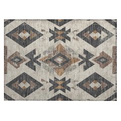 Machine Washable Indoor/Outdoor Chantille Beige 1'8" x 2'6" Rug