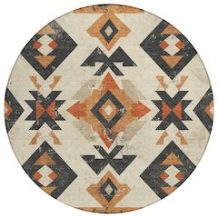 Machine Washable Indoor/Outdoor Chantille Ivory 8' x 8' Round Rug