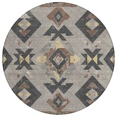 Machine Washable Indoor/Outdoor Chantille Taupe 8' x 8' Round Rug