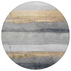 Machine Washable Indoor/Outdoor Chantille Gold 8' x 8' Round Rug