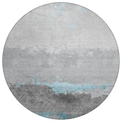 Machine Washable Indoor/Outdoor Chantille Teal 8' x 8' Round Rug