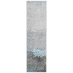Machine Washable Indoor/Outdoor Chantille Teal 2'3" x 7'6" Runner Rug