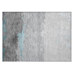 Machine Washable Indoor/Outdoor Chantille Teal 1'8" x 2'6" Rug