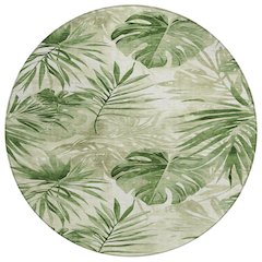 Machine Washable Indoor/Outdoor Chantille Aloe 8' x 8' Round Rug