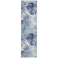 Machine Washable Indoor/Outdoor Chantille Blue 2'3" x 7'6" Runner Rug