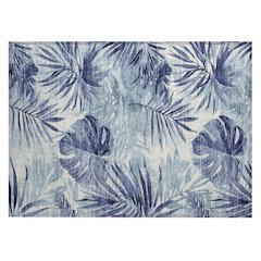 Machine Washable Indoor/Outdoor Chantille Blue 1'8" x 2'6" Rug