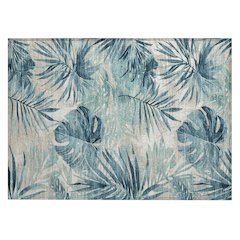 Machine Washable Indoor/Outdoor Chantille Teal 1'8" x 2'6" Rug