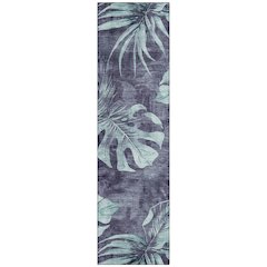 Machine Washable Indoor/Outdoor Chantille Blue 2'3" x 7'6" Runner Rug