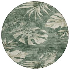Machine Washable Indoor/Outdoor Chantille Fern 8' x 8' Round Rug