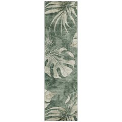 Machine Washable Indoor/Outdoor Chantille Fern 2'3" x 7'6" Runner Rug