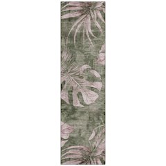 Machine Washable Indoor/Outdoor Chantille Olive 2'3" x 7'6" Runner Rug