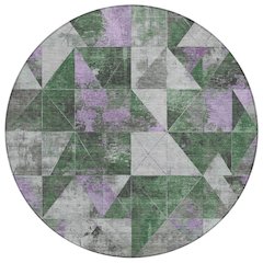 Machine Washable Indoor/Outdoor Chantille Emerald 8' x 8' Round Rug