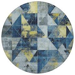 Machine Washable Indoor/Outdoor Chantille Navy 8' x 8' Round Rug