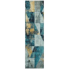 Machine Washable Indoor/Outdoor Chantille Teal 2'3" x 7'6" Runner Rug