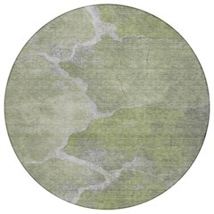 Machine Washable Indoor/Outdoor Chantille Green 8' x 8' Round Rug