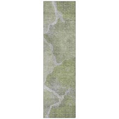 Machine Washable Indoor/Outdoor Chantille Green 2'3" x 7'6" Runner Rug