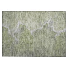 Machine Washable Indoor/Outdoor Chantille Green 1'8" x 2'6" Rug