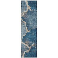 Machine Washable Indoor/Outdoor Chantille Navy 2'3" x 7'6" Runner Rug