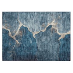 Machine Washable Indoor/Outdoor Chantille Navy 1'8" x 2'6" Rug