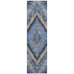 Machine Washable Indoor/Outdoor Chantille Blue 2'3" x 7'6" Runner Rug