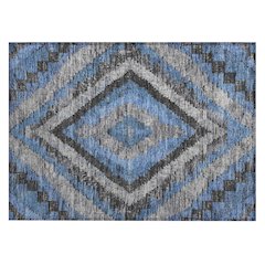 Machine Washable Indoor/Outdoor Chantille Blue 1'8" x 2'6" Rug