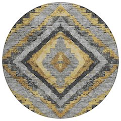 Machine Washable Indoor/Outdoor Chantille Gold 8' x 8' Round Rug