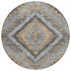 Machine Washable Indoor/Outdoor Chantille Khaki 8' x 8' Round Rug