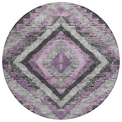 Machine Washable Indoor/Outdoor Chantille Lavender 8' x 8' Round Rug