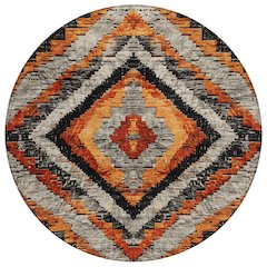 Machine Washable Indoor/Outdoor Chantille Terracotta 8' x 8' Round Rug