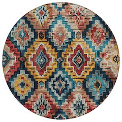 Machine Washable Indoor/Outdoor Chantille Rust 8' x 8' Round Rug