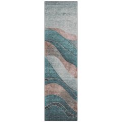 Machine Washable Indoor/Outdoor Chantille Teal 2'3" x 7'6" Runner Rug