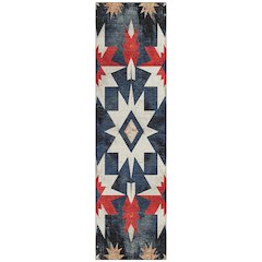 Machine Washable Indoor/Outdoor Chantille Navy 2'3" x 7'6" Runner Rug