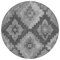 Machine Washable Indoor/Outdoor Chantille Gray 8' x 8' Round Rug