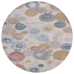 Machine Washable Indoor/Outdoor Chantille Blush 8' x 8' Round Rug