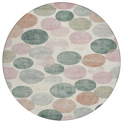 Machine Washable Indoor/Outdoor Chantille Salmon 8' x 8' Round Rug