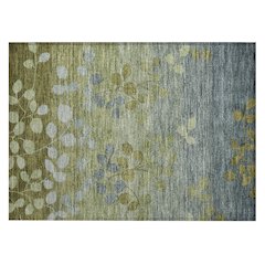 Machine Washable Indoor/Outdoor Chantille Olive 1'8" x 2'6" Rug