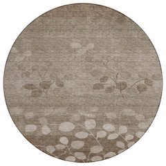 Machine Washable Indoor/Outdoor Chantille Taupe 8' x 8' Round Rug