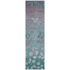 Machine Washable Indoor/Outdoor Chantille Teal 2'3" x 7'6" Runner Rug